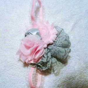 🎉 Flower Headband Pink Grey